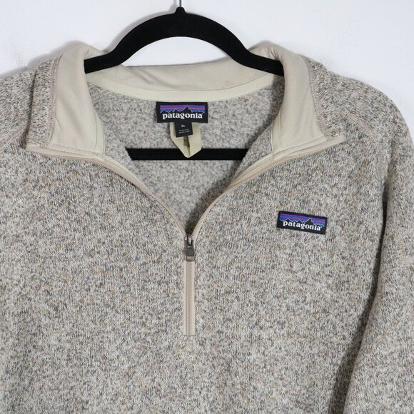 Patagonia Womens Better Sweater 1/4 Quarter Zip XL Pelican Beige Pullover Fleece - Picture 2 of 6